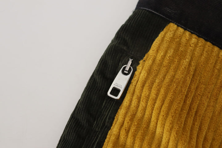 Dolce &amp; Gabbana Sample Sale Dolce &amp; Gabbana Black Yellow Cotton Men Pants - | Designer outlet