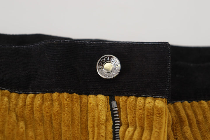 Dolce &amp; Gabbana Sample Sale Dolce &amp; Gabbana Black Yellow Cotton Men Pants - | Designer outlet