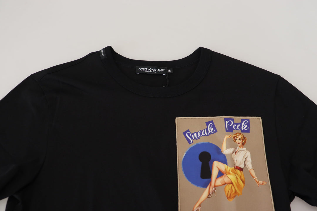 Dolce &amp; Gabbana Sample Sale Dolce &amp; Gabbana Black Sneak Peek Cotton Short Sleeve T-shirt - | Designer outlet