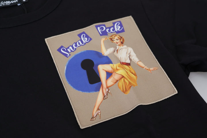 Dolce &amp; Gabbana Sample Sale Dolce &amp; Gabbana Black Sneak Peek Cotton Short Sleeve T-shirt - | Designer outlet