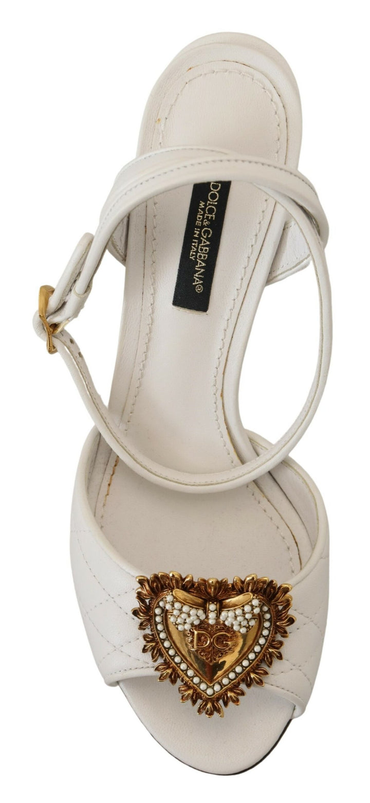 Dolce & Gabbana Devotion Embellished White Leather Stilettos