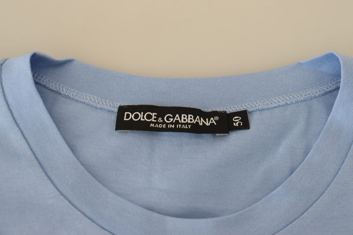 Dolce &amp; Gabbana Sample Sale Dolce &amp; Gabbana Light Blue Happy New Year 2017 Cotton T-shirt - | Designer outlet