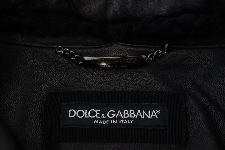 Dolce & Gabbana - Dolce & Gabbana Chic Black Leather Silk - Lined Jacket - JKT3596 - 52 - Ask Me Wear