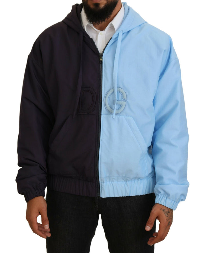 Dolce & Gabbana - Dolce & Gabbana Elegant Hooded Blue Jacket - Full Zipper Closure - JKT3616 - 50 - Ask Me Wear