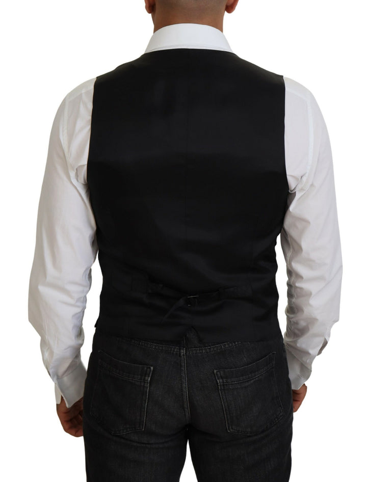 Dolce &amp; Gabbana Black Virgin Wool Waistcoat Formal Vest by Dolce &amp; Gabbana outlet now on sale