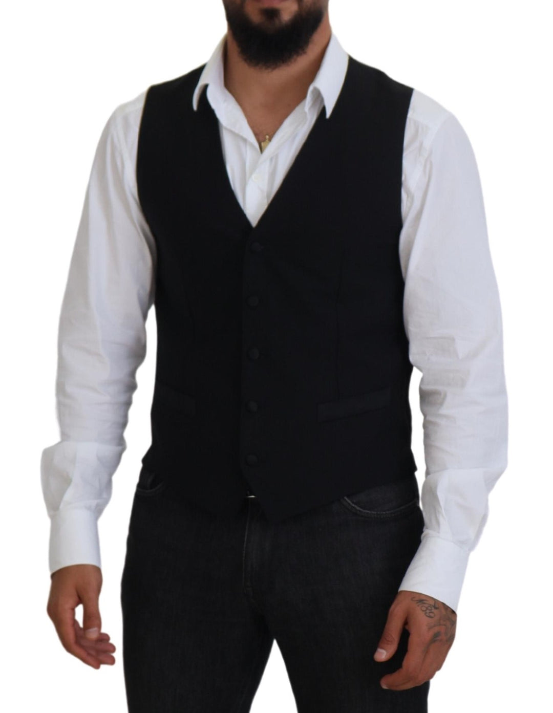 Dolce &amp; Gabbana Black Virgin Wool Waistcoat Formal Vest by Dolce &amp; Gabbana outlet now on sale