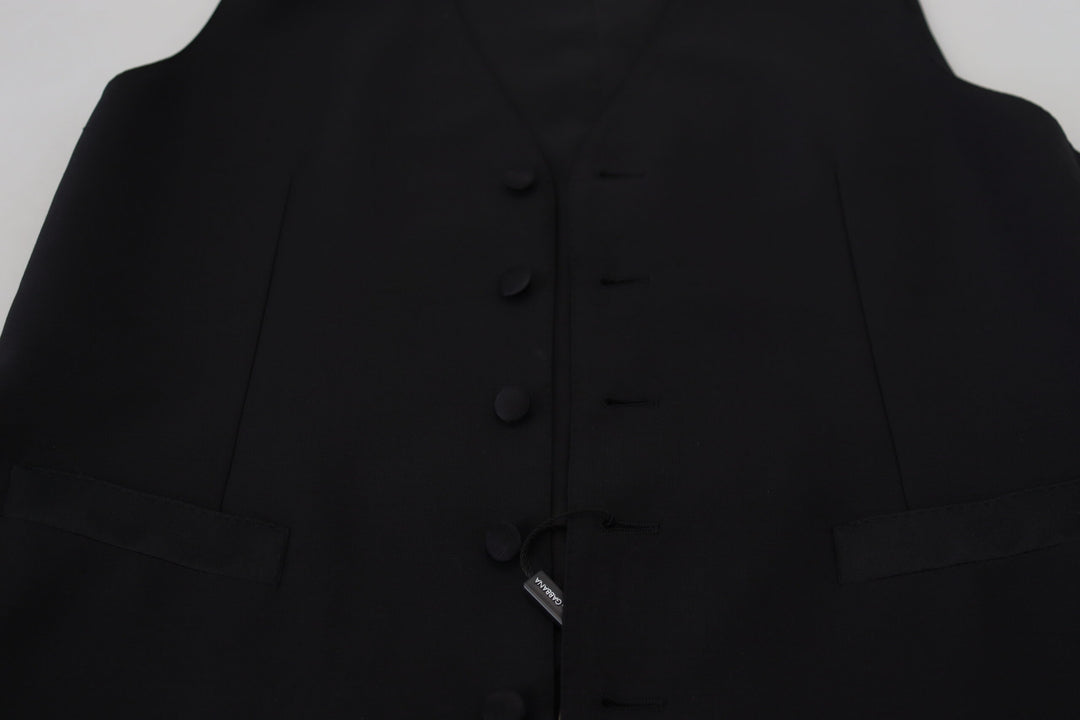 Dolce &amp; Gabbana Black Virgin Wool Waistcoat Formal Vest by Dolce &amp; Gabbana outlet now on sale