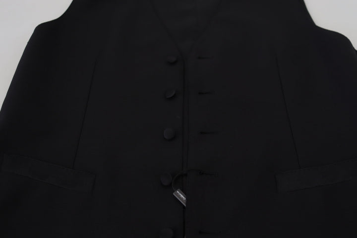 Dolce &amp; Gabbana Black Virgin Wool Waistcoat Formal Vest by Dolce &amp; Gabbana outlet now on sale