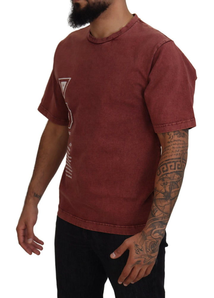 Dolce &amp; Gabbana Sample Sale Dolce &amp; Gabbana Maroon Print Round Neck Short Sleeves T-shirt - | Designer outlet