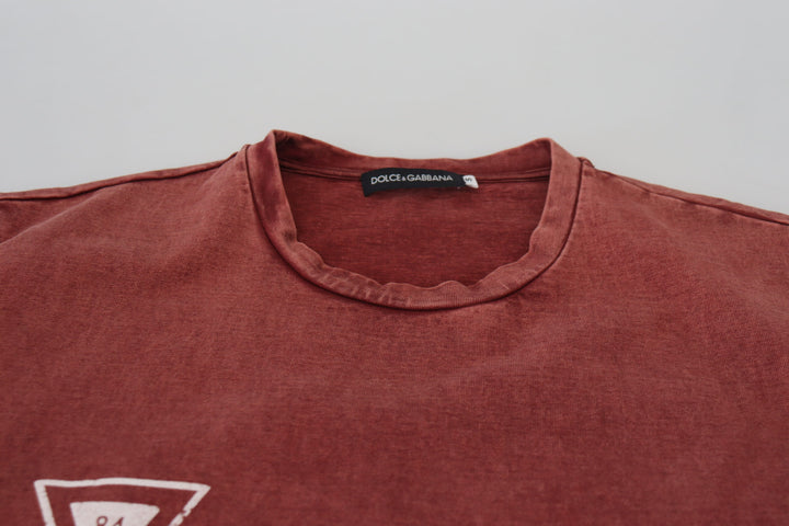 Dolce &amp; Gabbana Sample Sale Dolce &amp; Gabbana Maroon Print Round Neck Short Sleeves T-shirt - | Designer outlet