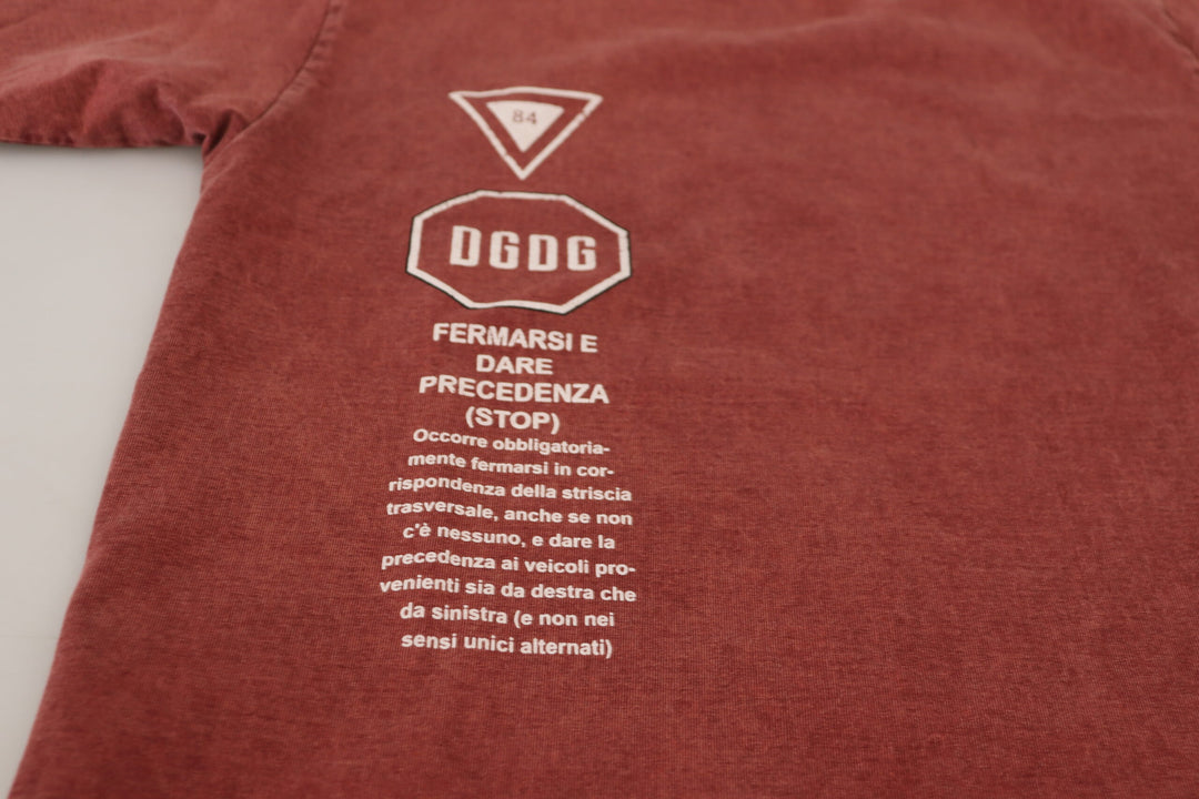 Dolce &amp; Gabbana Sample Sale Dolce &amp; Gabbana Maroon Print Round Neck Short Sleeves T-shirt - | Designer outlet
