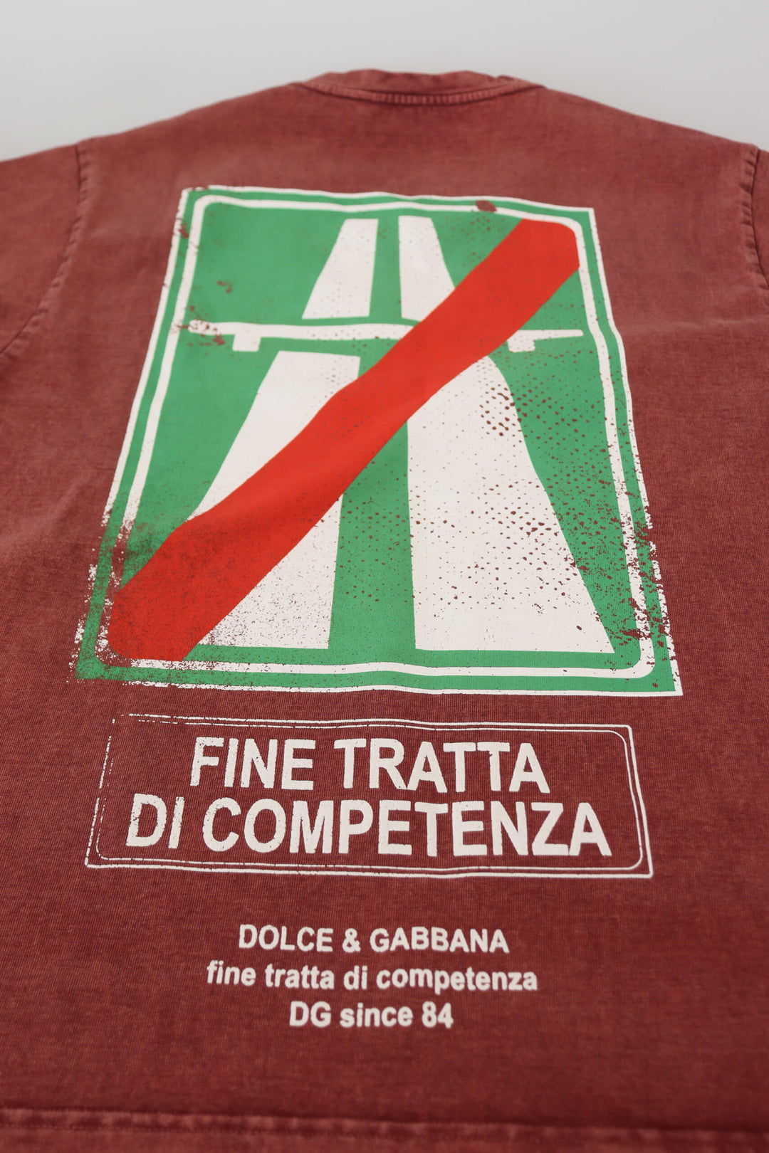 Dolce &amp; Gabbana Sample Sale Dolce &amp; Gabbana Maroon Print Round Neck Short Sleeves T-shirt - | Designer outlet