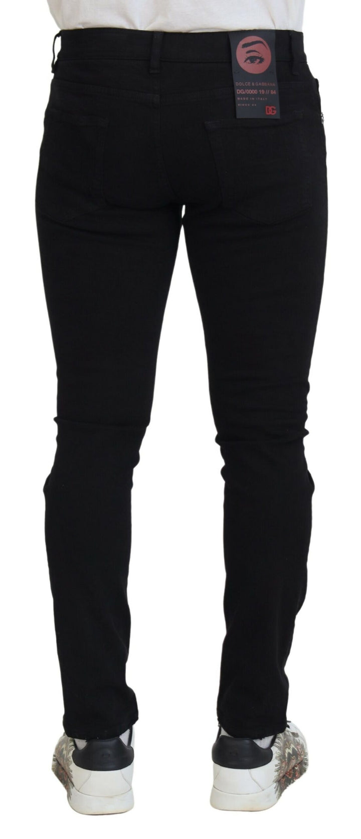 Dolce &amp; Gabbana Sample Sale Dolce &amp; Gabbana Black Slim Fit Tattered Denim Cotton Jeans - | Designer outlet