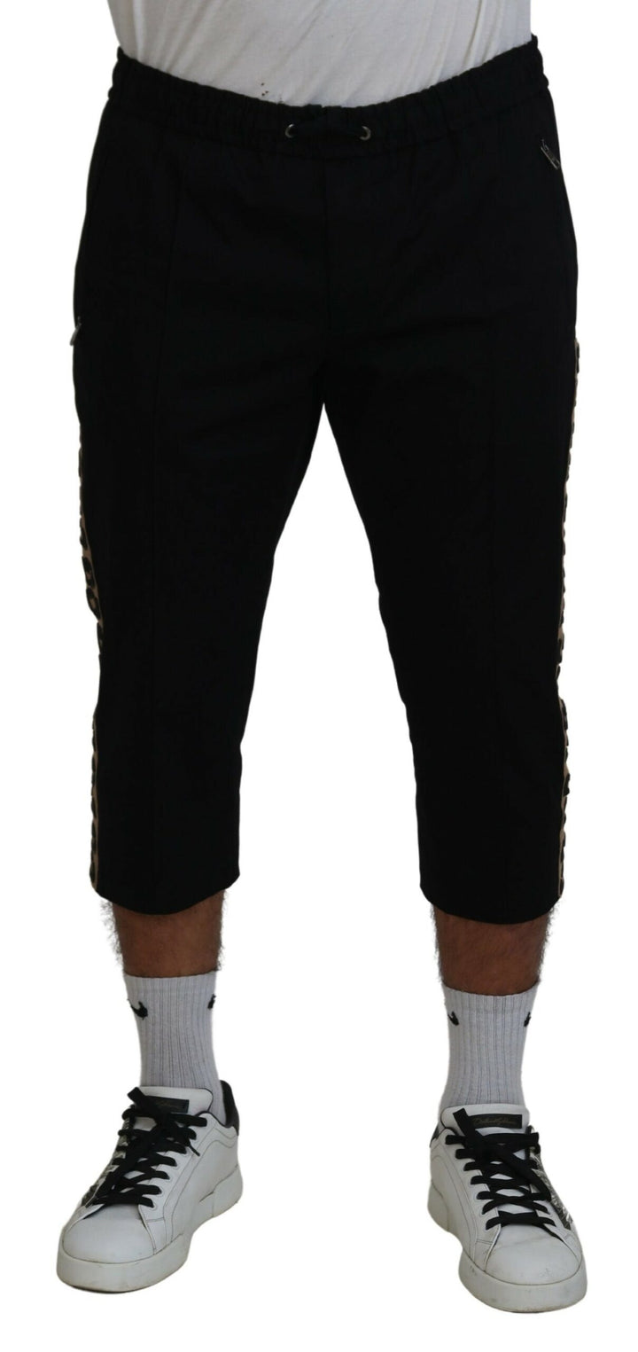 Dolce &amp; Gabbana Sample Sale Dolce &amp; Gabbana Black Cotton Elastic Waist DG Logo Cropped Pants - | Designer outlet