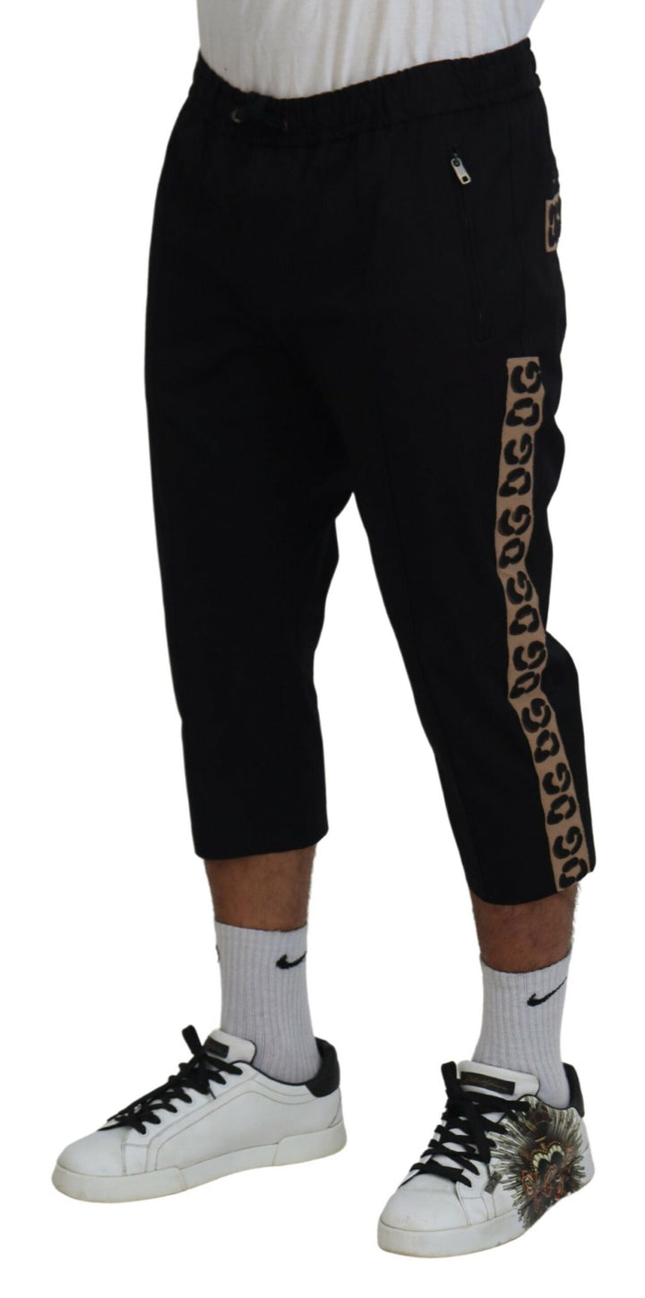 Dolce &amp; Gabbana Sample Sale Dolce &amp; Gabbana Black Cotton Elastic Waist DG Logo Cropped Pants - | Designer outlet