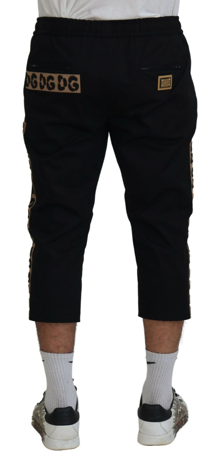 Dolce &amp; Gabbana Sample Sale Dolce &amp; Gabbana Black Cotton Elastic Waist DG Logo Cropped Pants - | Designer outlet
