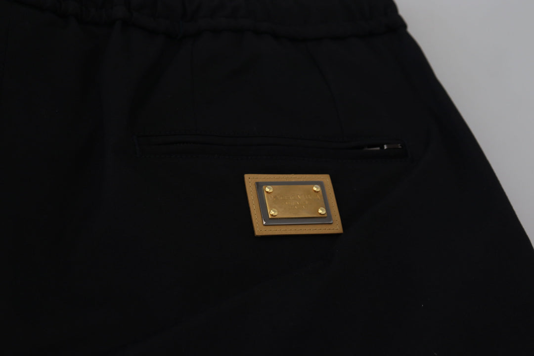 Dolce &amp; Gabbana Sample Sale Dolce &amp; Gabbana Black Cotton Elastic Waist DG Logo Cropped Pants - | Designer outlet