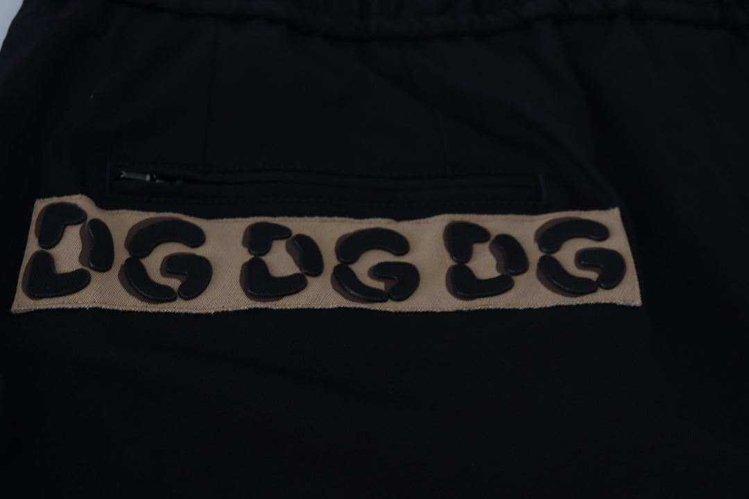Dolce &amp; Gabbana Sample Sale Dolce &amp; Gabbana Black Cotton Elastic Waist DG Logo Cropped Pants - | Designer outlet
