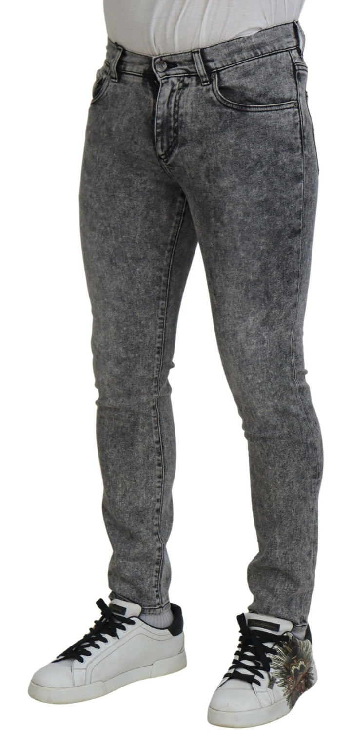 Dolce &amp; Gabbana Sample Sale Dolce &amp; Gabbana Grey Washed Cotton Slim Fit Men Denim Jeans - | Designer outlet