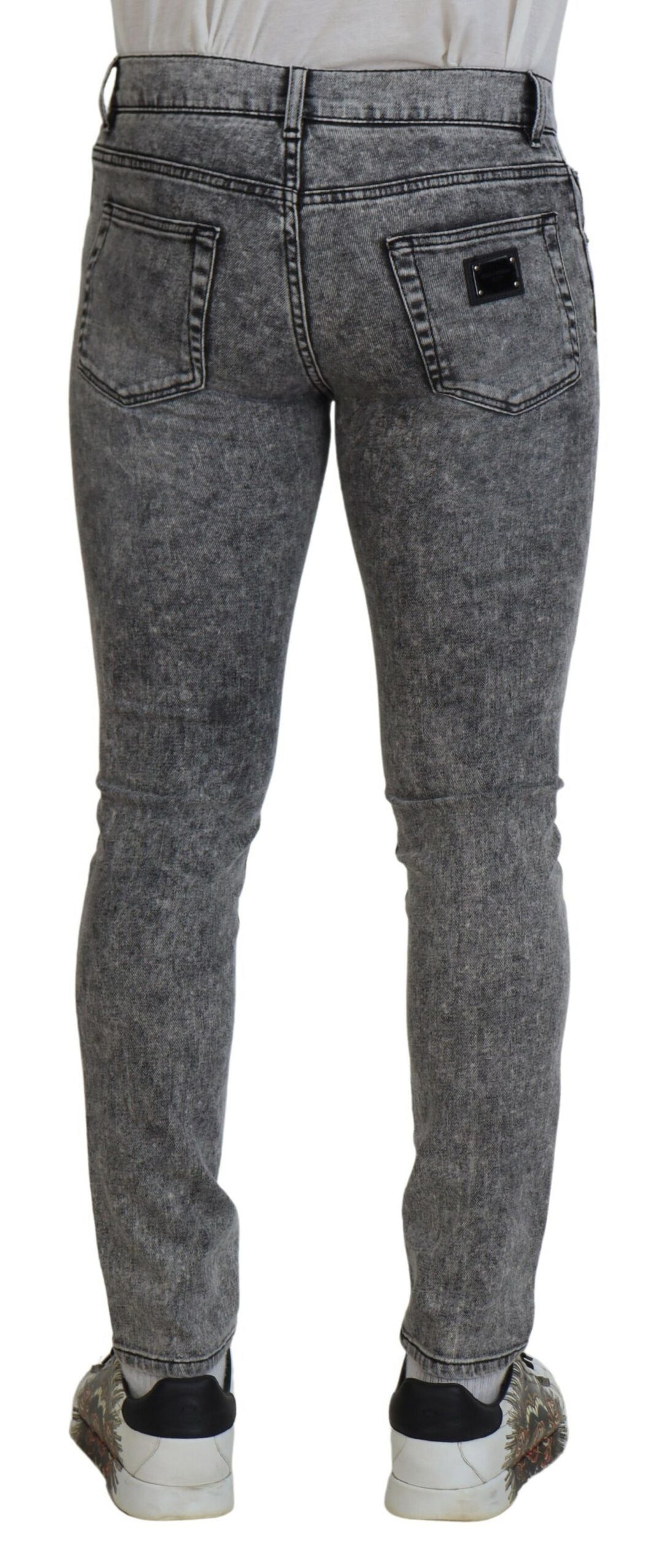 Dolce &amp; Gabbana Sample Sale Dolce &amp; Gabbana Grey Washed Cotton Slim Fit Men Denim Jeans - | Designer outlet