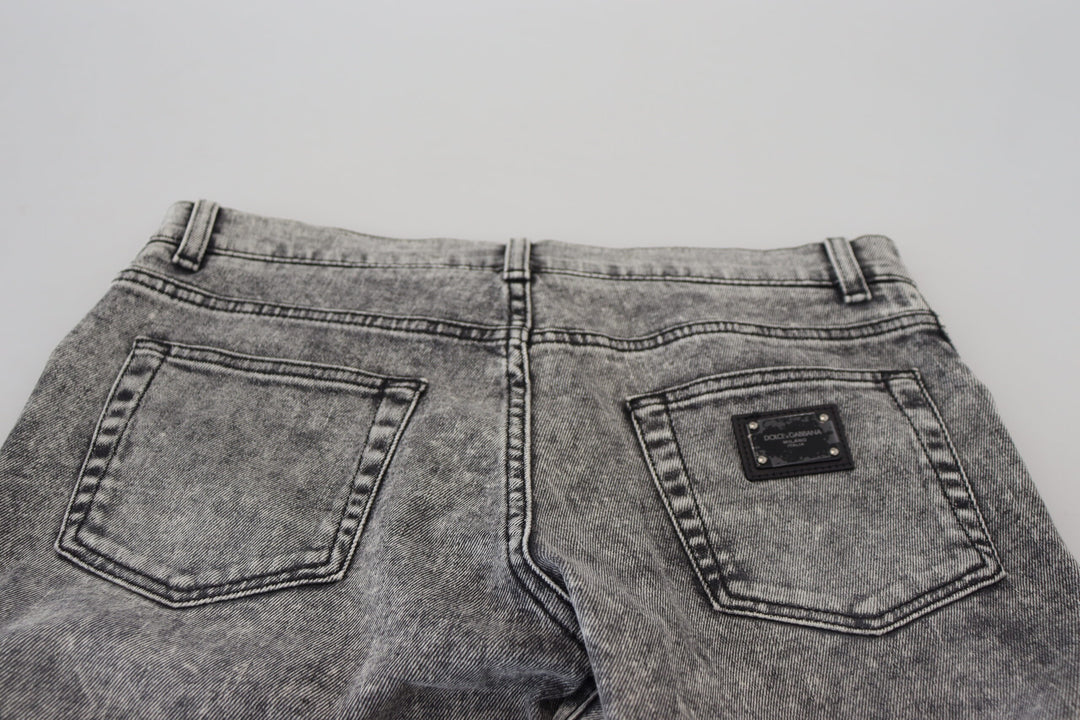 Dolce &amp; Gabbana Sample Sale Dolce &amp; Gabbana Grey Washed Cotton Slim Fit Men Denim Jeans - | Designer outlet