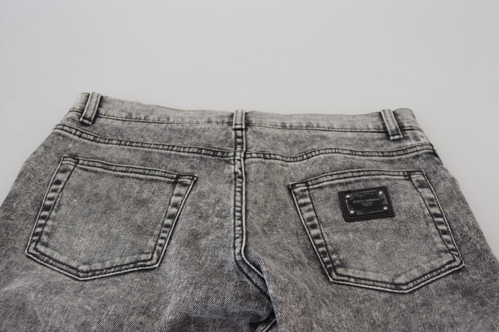 Dolce &amp; Gabbana Sample Sale Dolce &amp; Gabbana Grey Washed Cotton Slim Fit Men Denim Jeans - | Designer outlet