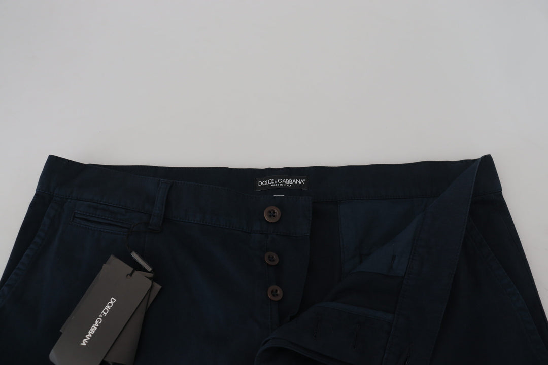 Dolce &amp; Gabbana Blue Cotton Dress Formal Men Pants by Dolce &amp; Gabbana outlet now on sale