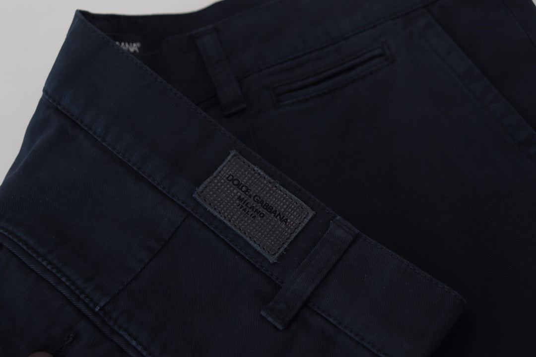 Dolce &amp; Gabbana Blue Cotton Dress Formal Men Pants by Dolce &amp; Gabbana outlet now on sale