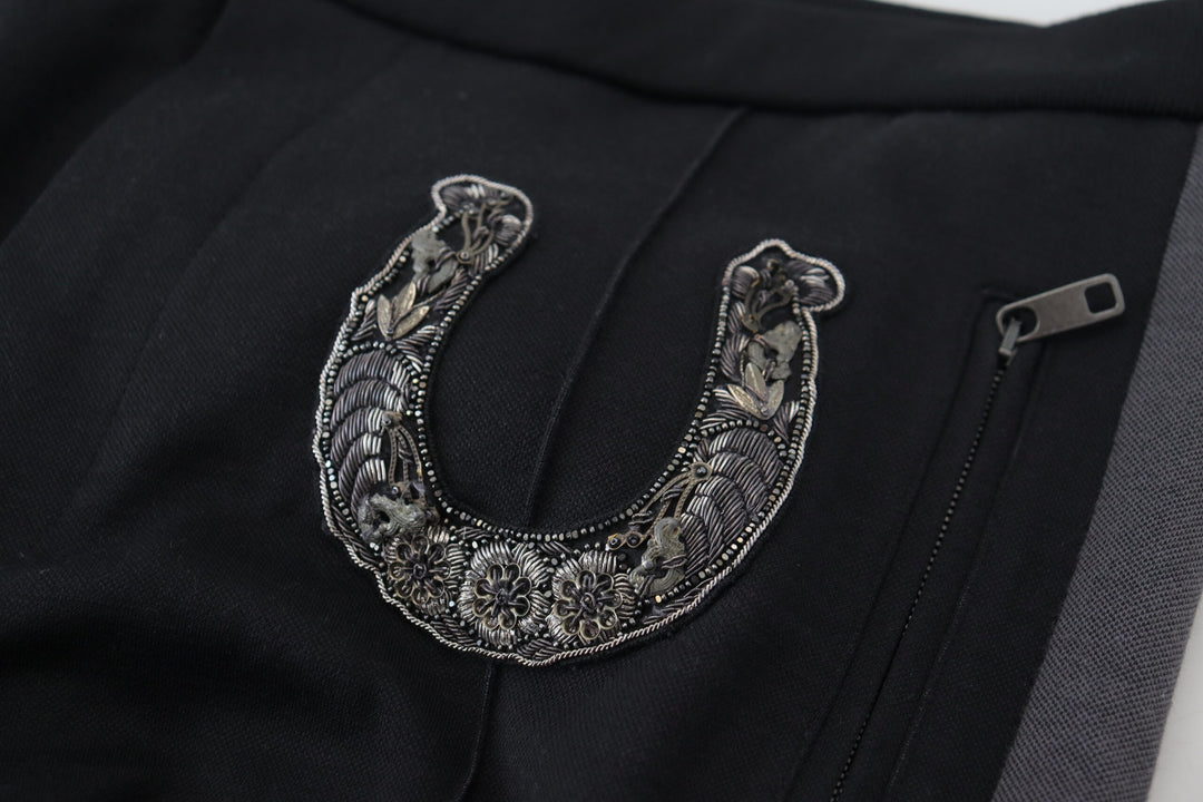 Dolce &amp; Gabbana Sample Sale Dolce &amp; Gabbana Black Wool Horseshoe Jogger Pants - | Designer outlet