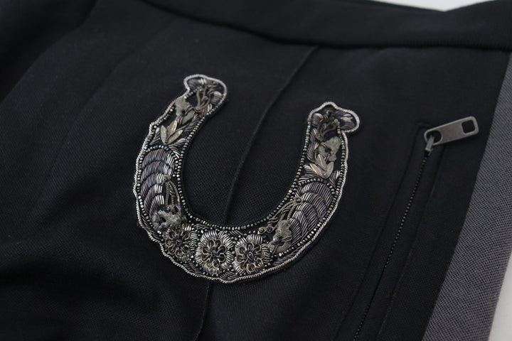 Dolce &amp; Gabbana Sample Sale Dolce &amp; Gabbana Black Wool Horseshoe Jogger Pants - | Designer outlet