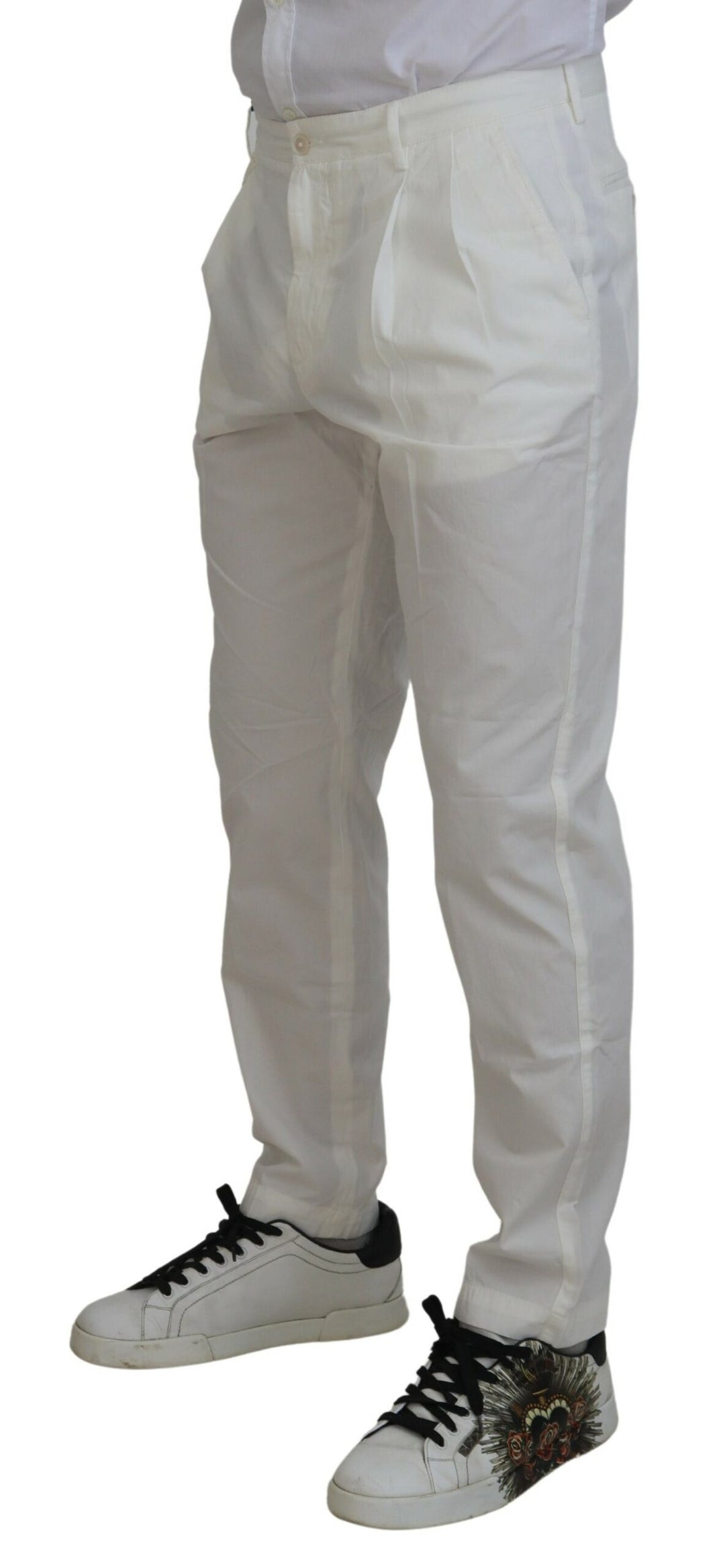 Dolce &amp; Gabbana Sample Sale Dolce &amp; Gabbana White Cotton Skinny Chino Pants - | Designer outlet