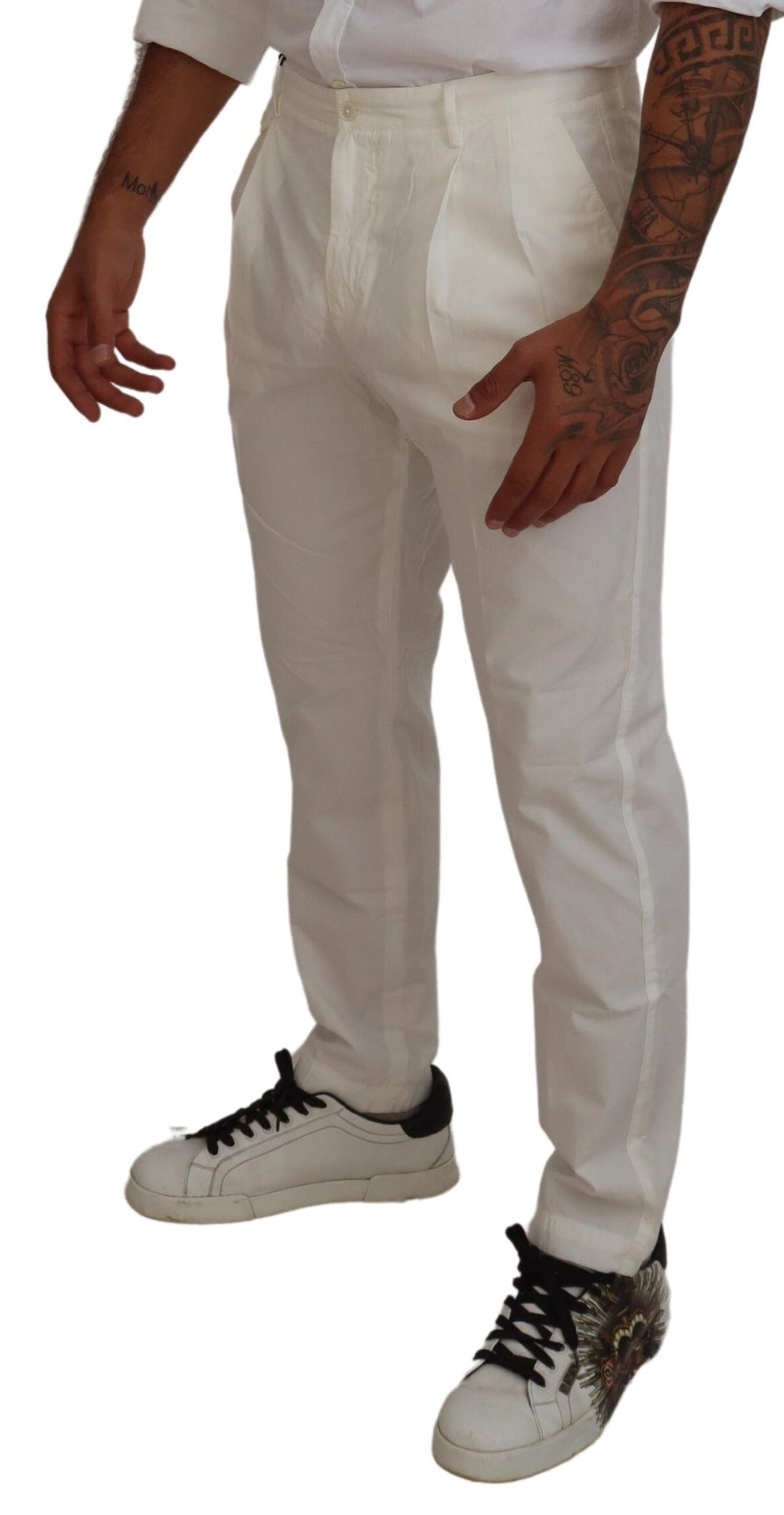Dolce &amp; Gabbana Sample Sale Dolce &amp; Gabbana White Cotton Skinny Chino Pants - | Designer outlet