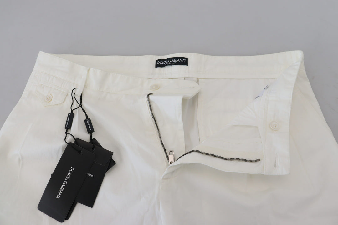 Dolce &amp; Gabbana Sample Sale Dolce &amp; Gabbana White Cotton Skinny Chino Pants - | Designer outlet