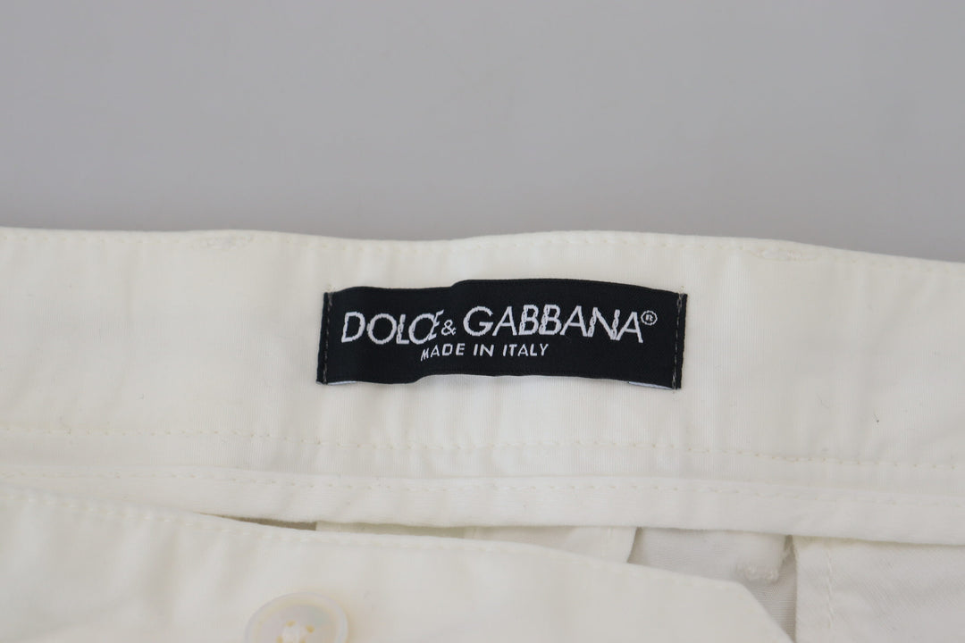 Dolce &amp; Gabbana Sample Sale Dolce &amp; Gabbana White Cotton Skinny Chino Pants - | Designer outlet