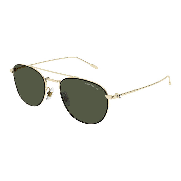 Montblanc Sunglasses Aviator Full Rim, Gold Frame and Green Lens MB0211S008