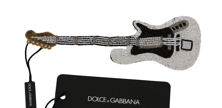 Dolce & Gabbana - Dolce & Gabbana Gold Sequined Guitar Pin Brooch - SMY2041 - Ask Me Wear