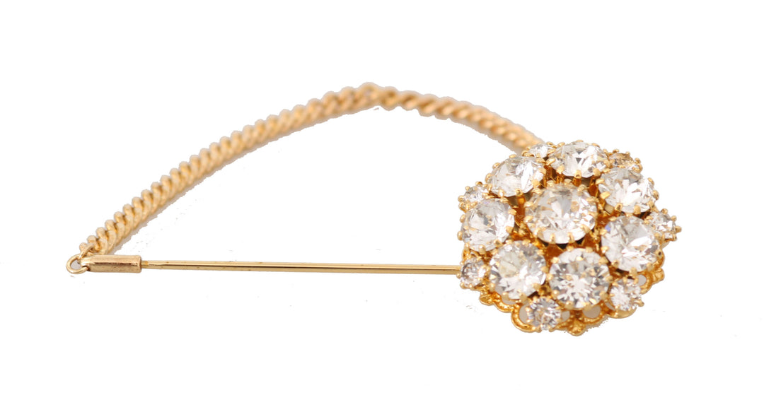 Dolce & Gabbana - Dolce & Gabbana Exquisite Crystal - Embellished Gold Brooch - SMYK340 - Ask Me Wear