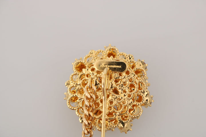 Dolce & Gabbana - Dolce & Gabbana Exquisite Crystal - Embellished Gold Brooch - SMYK340 - Ask Me Wear