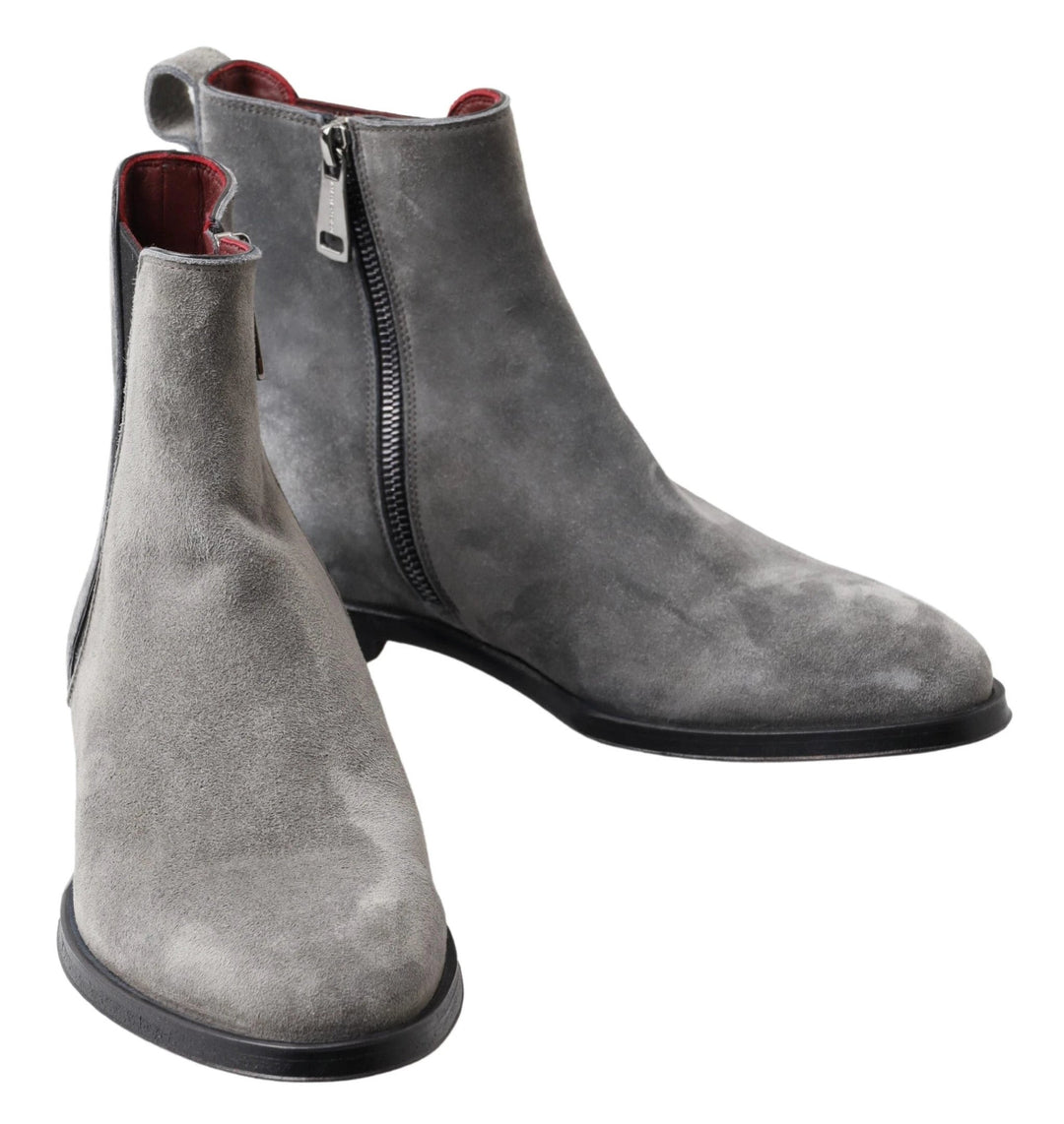 Dolce &amp; Gabbana Gray Leather Men Ankle Boots Shoes by Dolce &amp; Gabbana outlet now on sale