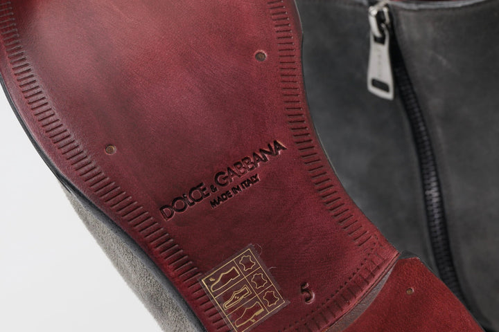 Dolce &amp; Gabbana Gray Leather Men Ankle Boots Shoes by Dolce &amp; Gabbana outlet now on sale