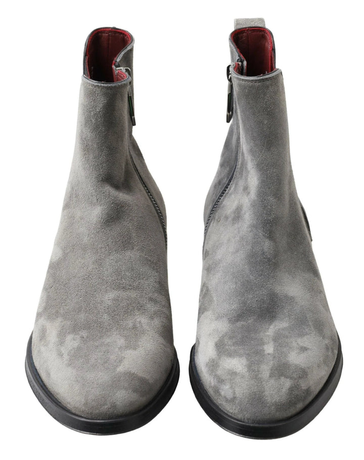 Dolce &amp; Gabbana Gray Leather Men Ankle Boots Shoes by Dolce &amp; Gabbana outlet now on sale