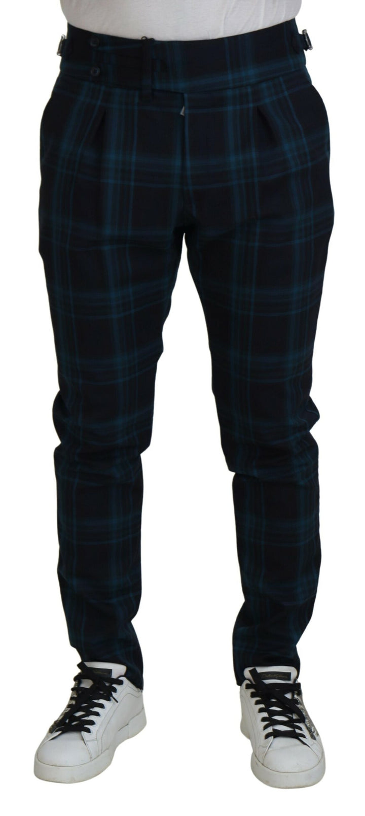 Dolce &amp; Gabbana Blue Purple Plaid Wool Trousers Pants by Dolce &amp; Gabbana outlet now on sale