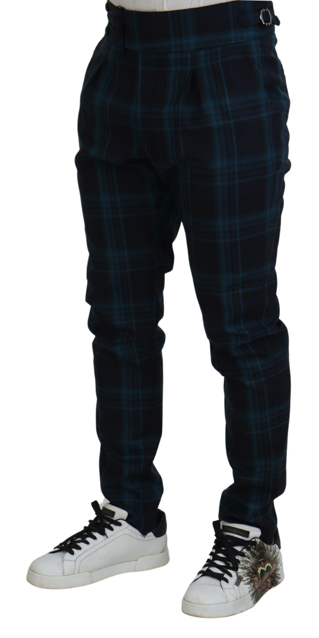 Dolce &amp; Gabbana Blue Purple Plaid Wool Trousers Pants by Dolce &amp; Gabbana outlet now on sale