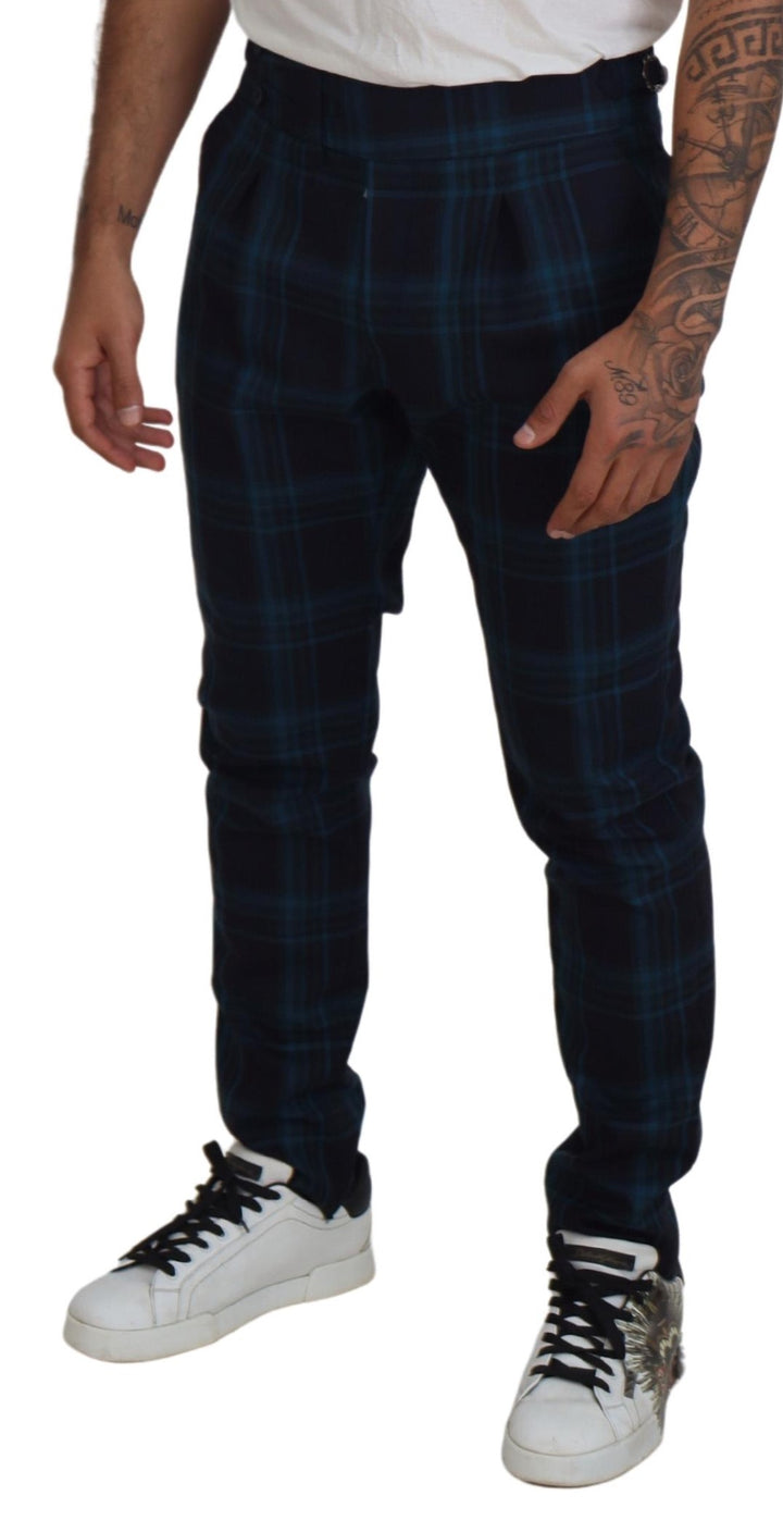 Dolce &amp; Gabbana Sample Sale Dolce &amp; Gabbana Blue Purple Plaid Wool Trousers Pants - | Designer outlet