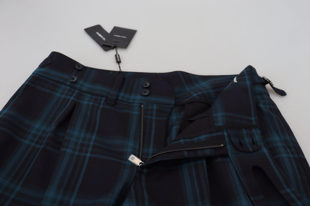 Dolce &amp; Gabbana Sample Sale Dolce &amp; Gabbana Blue Purple Plaid Wool Trousers Pants - | Designer outlet