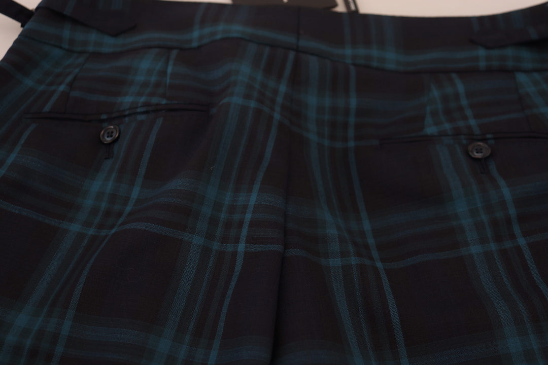 Dolce &amp; Gabbana Sample Sale Dolce &amp; Gabbana Blue Purple Plaid Wool Trousers Pants - | Designer outlet