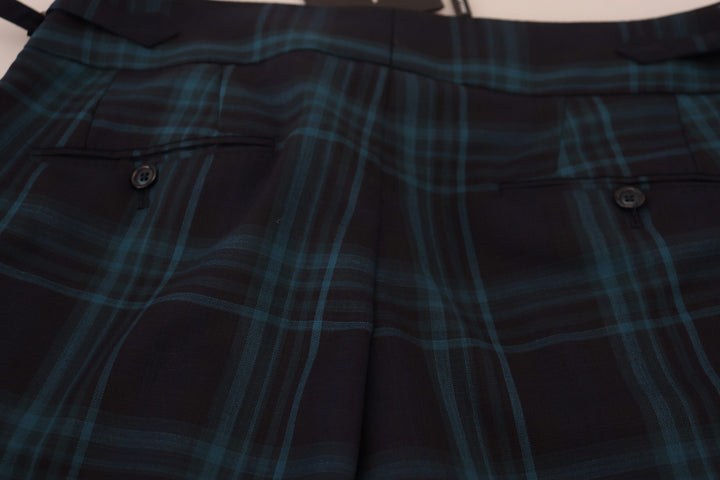 Dolce &amp; Gabbana Sample Sale Dolce &amp; Gabbana Blue Purple Plaid Wool Trousers Pants - | Designer outlet