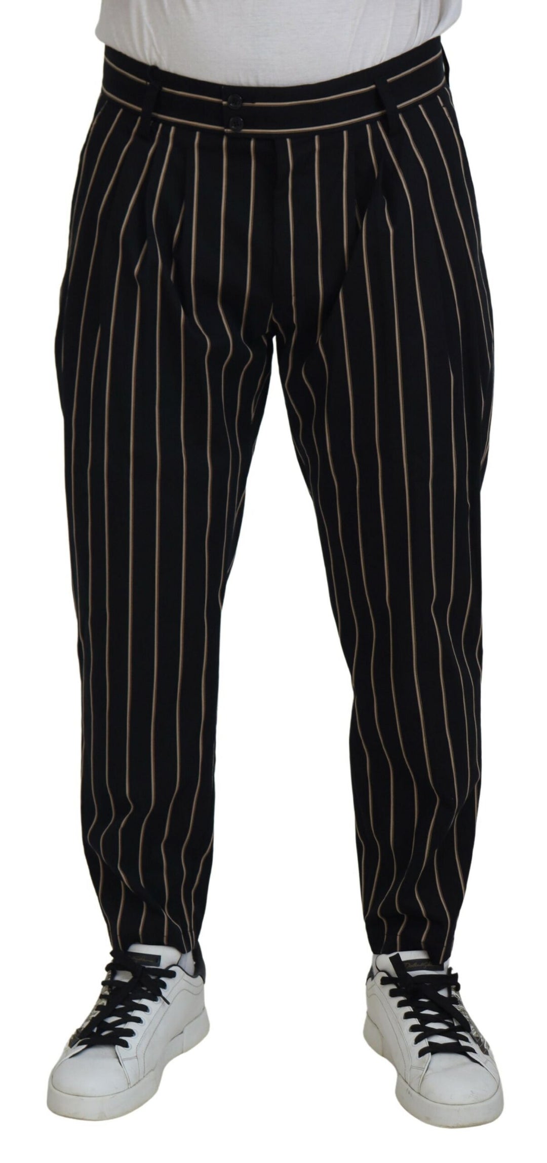 Dolce &amp; Gabbana Sample Sale Dolce &amp; Gabbana Black Beige Striped Cotton Stretch Pants - | Designer outlet