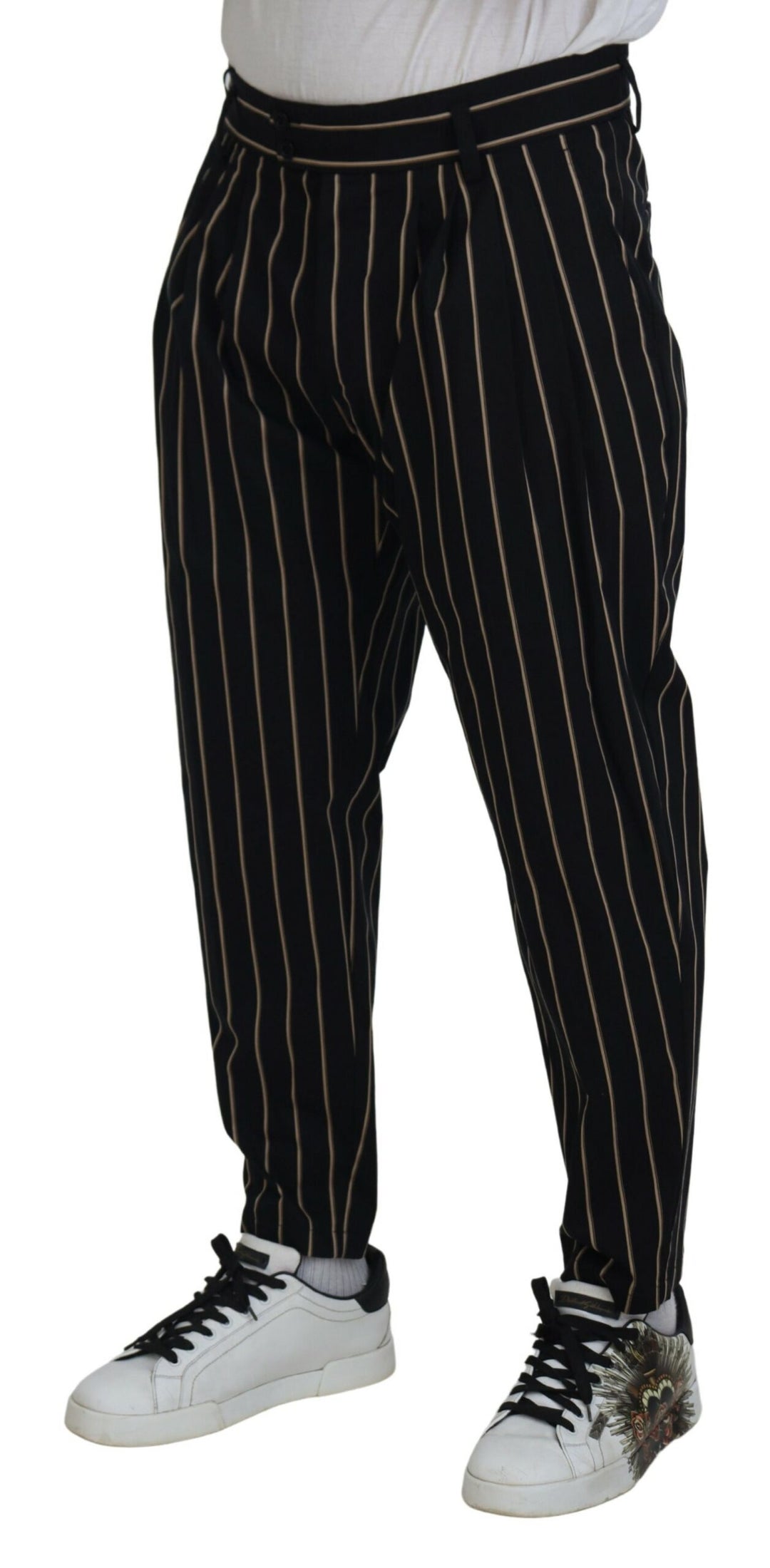 Dolce &amp; Gabbana Sample Sale Dolce &amp; Gabbana Black Beige Striped Cotton Stretch Pants - | Designer outlet