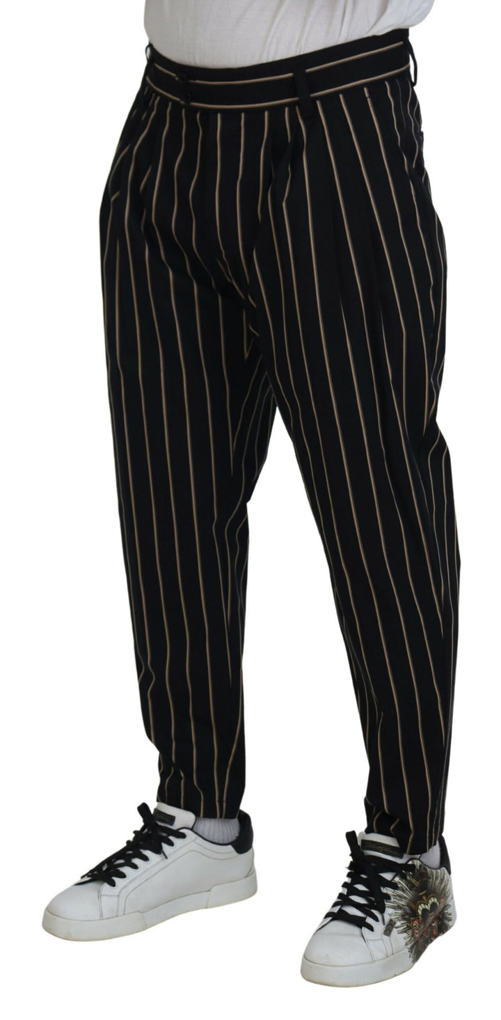 Dolce &amp; Gabbana Sample Sale Dolce &amp; Gabbana Black Beige Striped Cotton Stretch Pants - | Designer outlet